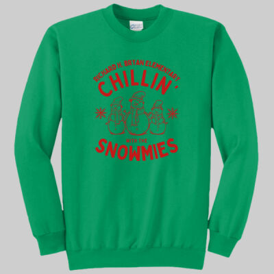 Adult Crewneck - Winter - Chillin With The Snowmies Green Thumbnail