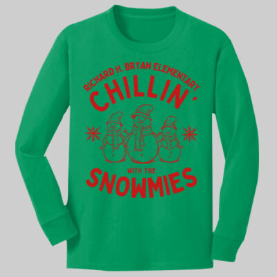 Youth Long Sleeve Shirt - Winter - Chillin With The Snowmies Green Thumbnail