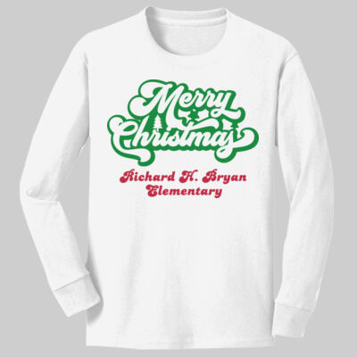 Youth Long Sleeve Shirt - Winter - Merry Christmas Red and Green  Thumbnail