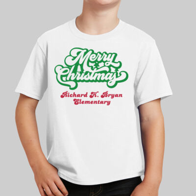 Youth T-Shirt - Winter - Merry Christmas Red and Green  Thumbnail