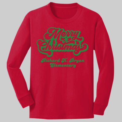 Youth Long Sleeve Shirt - Winter - Merry Christmas Green Thumbnail