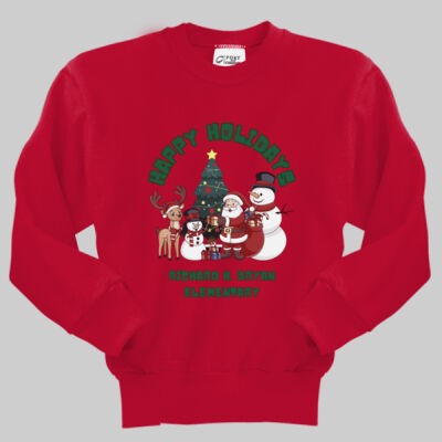 Youth Crewneck - Winter - Happy Holidays Green Thumbnail