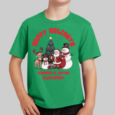 Youth T-Shirt - Winter - Happy Holidays Red Thumbnail